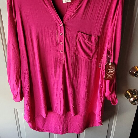 NWT's Faded Glory Pink Pullover Top Misses Size Large 12-14 - Picture 4 of 4